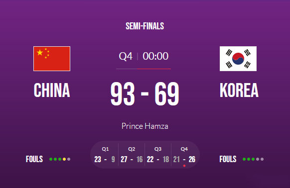 中国93-69轻取韩国  李月汝20+12 黄思静16分进决赛